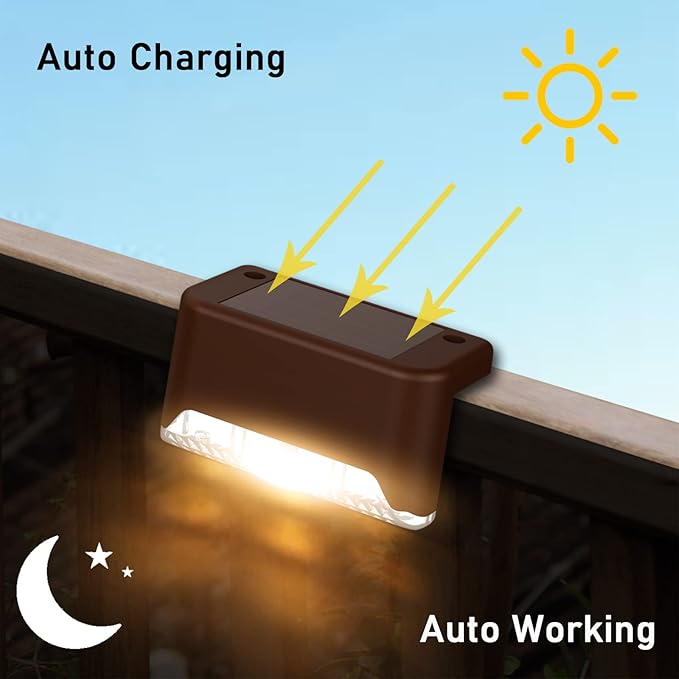 24-Pack Solar Deck Lights, Brown Waterproof LED