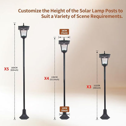 63" Solar Lamp Post Light,Outdoor Waterproof Solar Post Light,Garden Lights for Backyard, Pathway, Patio,Lawn, Driveway Decor
