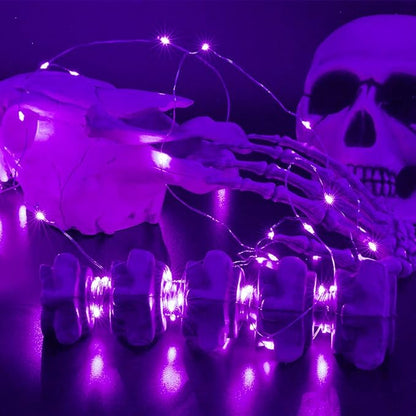 Joomer Purple Fairy Lights, 16.4Ft 50 LED 2 Modes Battery Operated Twinkle Lights for Halloween Decorations