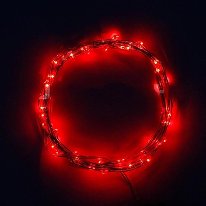 ANJAYLIA Red String Lights, 10Ft/3M 30leds Bright Light Party Home Festival Decorations Battery Operated Lights