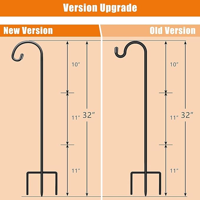 4-Pack 32" Garden Shepherd Hooks, Iron Plant Hangers