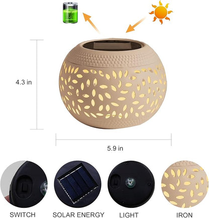 Solar Table Lanterns Outdoor Waterproof - 2 Pack LED Lamp White Metal Tabletop Light Solar Powered Decorative Lantern for Indoor Desk Bedroom Patio Garden Pathway Yard
