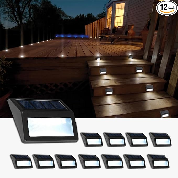 Solar Step Lights 12-Pack, Waterproof Stair