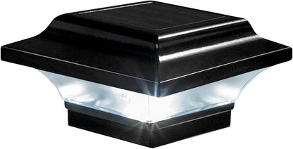 Classy Caps Imperial Solar Post Cap - Black SLO82B – Fits 2"x2", 2.25"x2.25", and 2.5"x2.5" Post Sizes, High-Performance Solar LED, Durable Cast Aluminum Construction, Warm & Cool Light Modes
