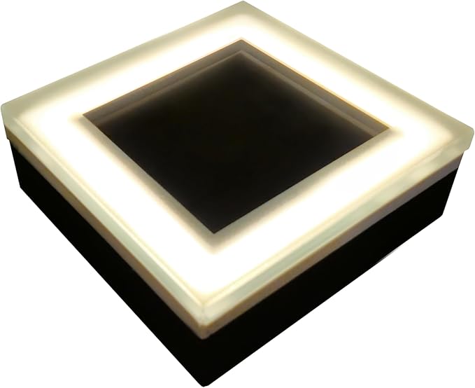 LUMENGY Solar Paver Light 4x4 Inch (3.93x3.93), Stainless Steel with Tempered Glass, 2700K Warm White Glare-Free Lighting for Driveways, Walkways and Patios, IP67 Waterproof, Drive-Over Rated V2