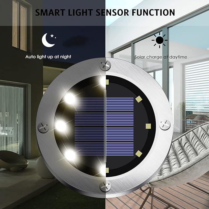 Solar Lights Outdoor Waterproof,12Pack Durable Solar Ground Lights for Landscape Lighting, Decorative Disk Lights for Outside Garden, Patio, Pathway and Yard (White Light)