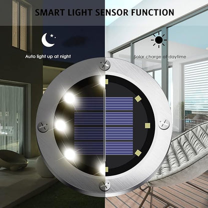 Solar Lights Outdoor Waterproof,12Pack Durable Solar Ground Lights for Landscape Lighting, Decorative Disk Lights for Outside Garden, Patio, Pathway and Yard (White Light)