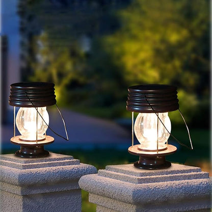 pearlstar Solar Lanterns Outdoor Waterproof 8.3” Solar Lights Outdoor Decorative Bright Outside Solar Table Lamp,30 Lumen, 2 Pack, for Garden Patio Yard Backyard Pathway Porch Driveway, (Warm White)