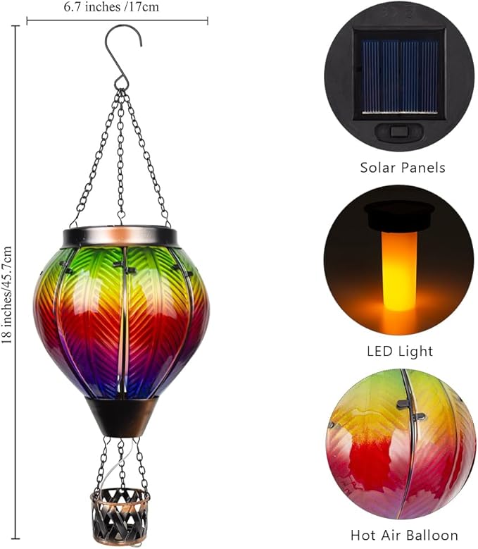 Hanging Solar Lantern Set, Metal Garden Lighting