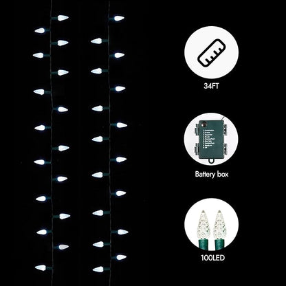 Christmas String Lights, 33ft 100 LED Waterproof Twinkle Lights