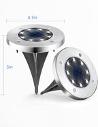 Solar Flat Disk Lights 8-Pack, Waterproof Landscape