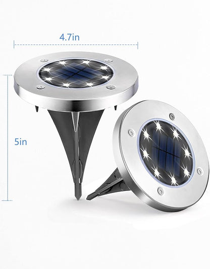 UFOND 8 Pack Solar Ground Lights, Outdoor Waterproof Garden Light Decor, Disk Solar Deck Light, Landscape Lighting for Patio Pathway Yard,Outdoor Lights (Cold White)