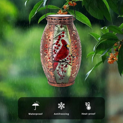 STARSOUL Solar Lantern Outdoor Waterproof, Hanging Solar Lantern for Patio Garden Yard Decor, Cardinal Memorial Gifts for Loss of Love one, Bereavement Sympathy Gift