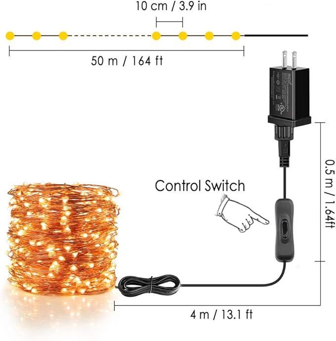 164ft LED Patio String Lights, Waterproof Outdoor