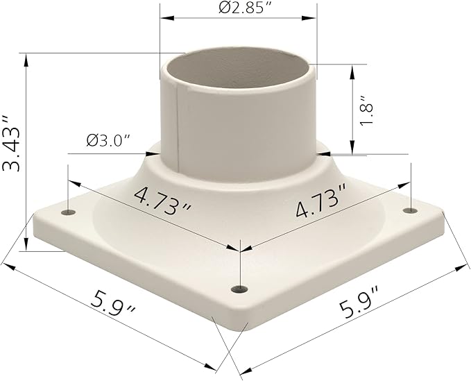 LIT-PaTH Outdoor Post Light Mounting Base, Pier Mount Base, 2-Pack, White