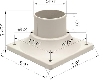 LIT-PaTH Outdoor Post Light Mounting Base, Pier Mount Base, 2-Pack, White