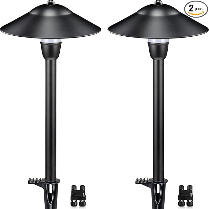 2-Pack Solar Pathway Lights, IP65 Waterproof LED Walkway Lights