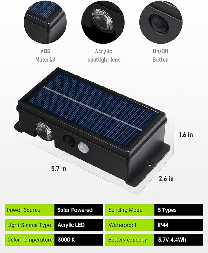 Solar Stair Lights Outdoor Waterproof Motion Sensor Solar Step Light 5 Modes for Stair, Step, Deck, Walkway, Pathway Warm White 8 Pack