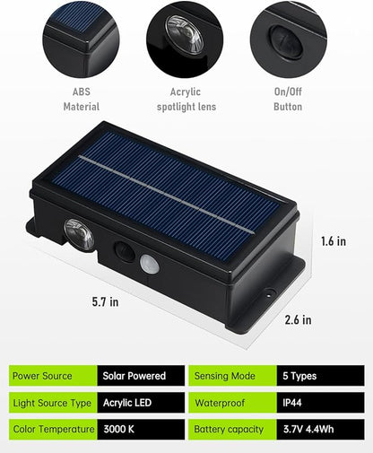 Solar Stair Lights Outdoor Waterproof Motion Sensor Solar Step Light 5 Modes for Stair, Step, Deck, Walkway, Pathway Warm White 8 Pack