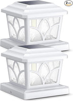 2-Pack 4-Mode Warm White Deck Post Cap Lights, Solar LED