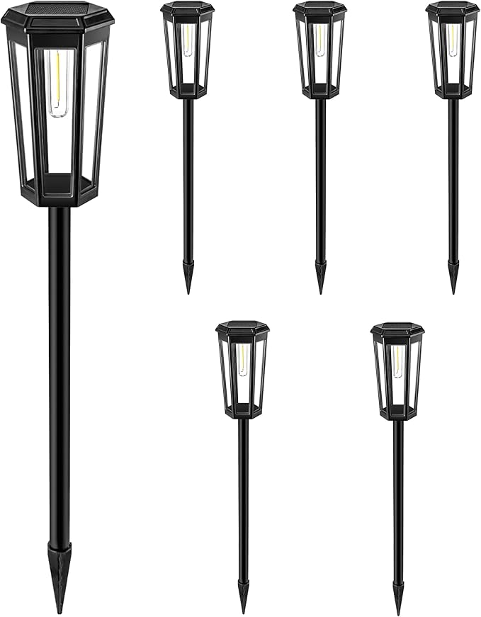 Solar Pathway Lights 6 Pack, 2 Modes Auto On/Off 40 Lumens Waterproof IP65 Landscape Lighting, Solar Lights Outdoor Walkway, Outside Lights Solar Power for Yard Garden Patio