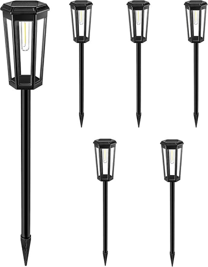 Solar Pathway Lights 6 Pack, 2 Modes Auto On/Off 40 Lumens Waterproof IP65 Landscape Lighting, Solar Lights Outdoor Walkway, Outside Lights Solar Power for Yard Garden Patio