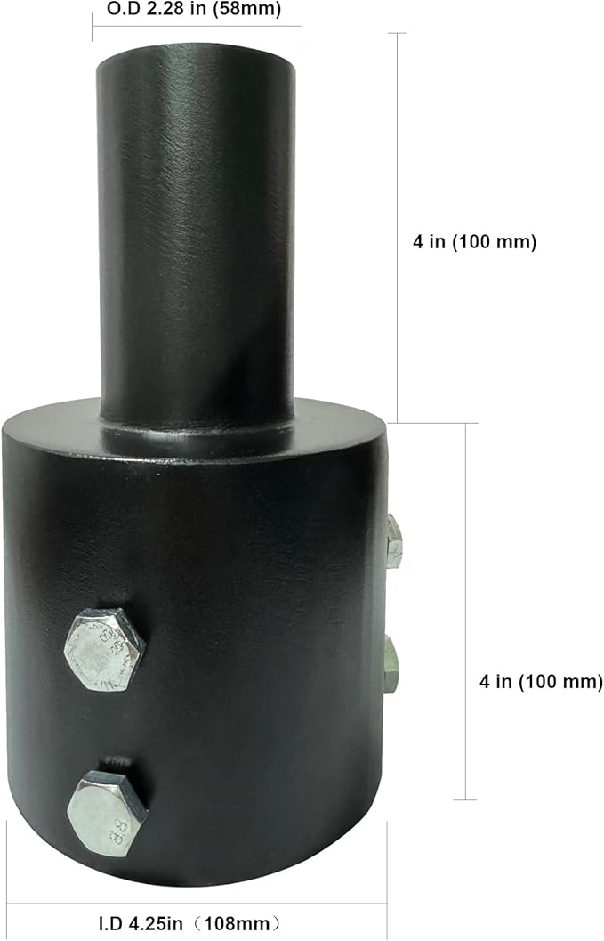 Tenon Slip Fitter Light Pole Adapter for 4 inch Round Pole, 2 3/8" Round Tenon Adapter for Mounting Bracket for Outdoor Shoebox Lighting Street Light Parking Lot Light