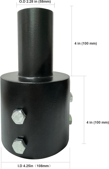 Tenon Slip Fitter Light Pole Adapter for 4 inch Round Pole, 2 3/8" Round Tenon Adapter for Mounting Bracket for Outdoor Shoebox Lighting Street Light Parking Lot Light