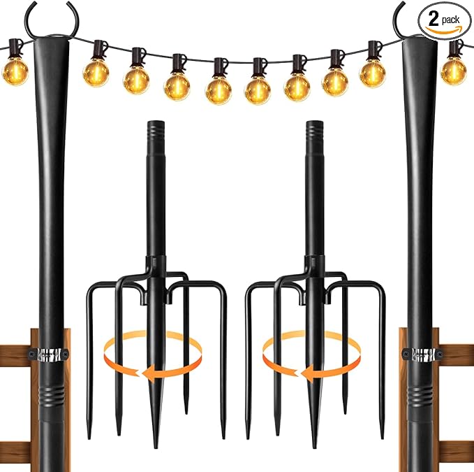 2-Pack Metal Light Poles for Deck, Heavy-Duty
