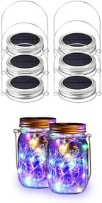 Solar Mason Jar Lights 6-Pack, 20 LED Fairy Firefly
