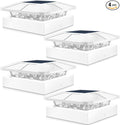 4-Pack White Solar Fence Post Lights, Outdoor LED Caps