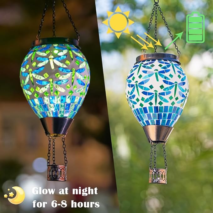 Solar Dragonfly Lanterns, Patio Hanging LED Decor