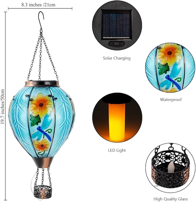 Charming Dragonfly Solar Lanterns for Porch, Waterproof LED