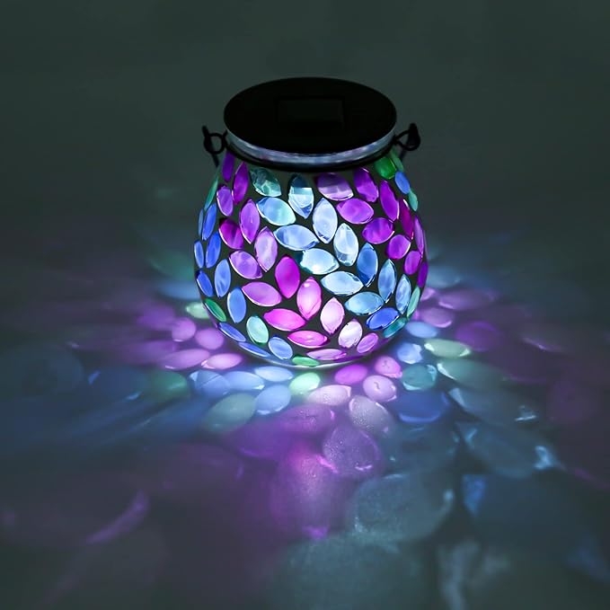 Mosaic Solar Lantern Set, Charming Porch Lighting