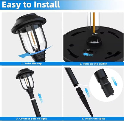 Solar Lights Outdoor 8 Pack, Cool White Solar Pathway Lights, Auto On/Off,Waterproof Solar Powered LED Landscape Lighting for Path Walkway Driveway Yard Garden Patio