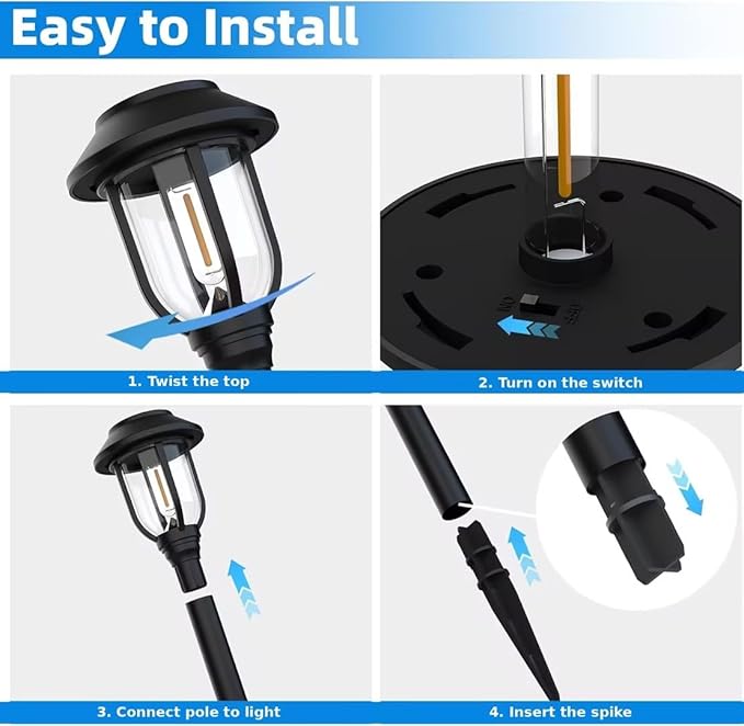 Solar Pathway Lights Outdoor 8 Pack, Warm White Solar Path Lights,Solar Lights Outdoor Waterproof Decorative Landscape Path Lights Auto On/Off, Solar Garden Lights for Yard Walkway Driveway Patio