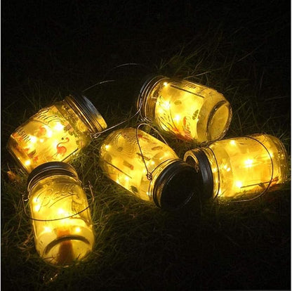YJFWAL Updated Solar Mason jar Lights, 8 Pack 30 Led Waterproof Fairy Firefly jar Lights, with 8 Hangers(NO Jars) for Regular Mouth Jars, Patio Yard Garden Wedding DIY Decor, Summer Gifts(Warm White)