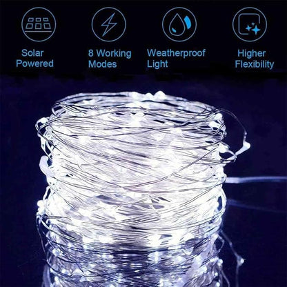 2 Pack Fairy Lights Solar Operated -39ft 100 LED Silver Wire String Lights Waterproof Mini Firefly Lights for Bedroom, Wedding, Mason Jars, DIY, Crafts, Christmas Garlands, Party Decor