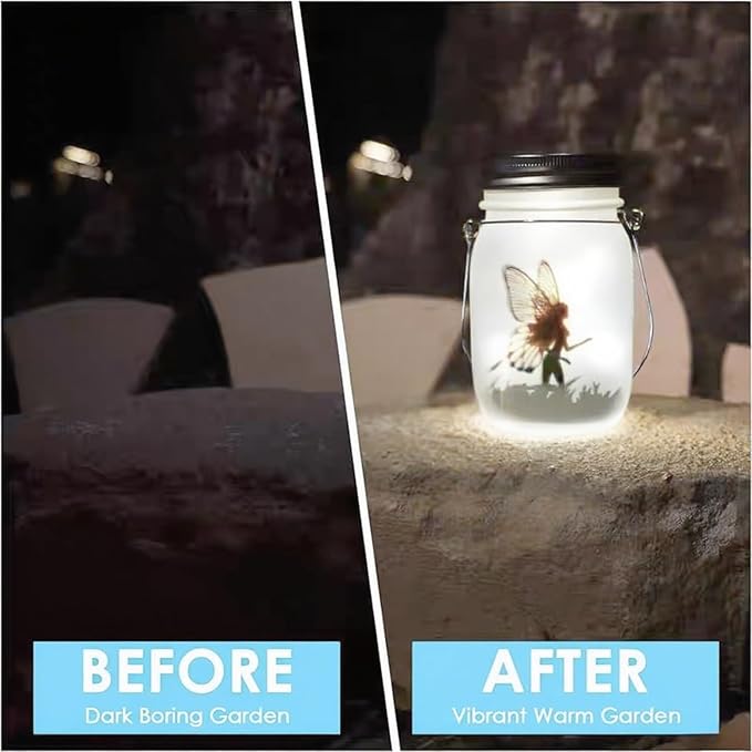 Solar Fairy Lantern for Garden Decorations, Christmas Decorations Lights Hanging Lamp Frosted Glass Jar for Home Yard Patio Lawn Party Decor Mothers Day Gifts for Woman Mom Grandma(White)