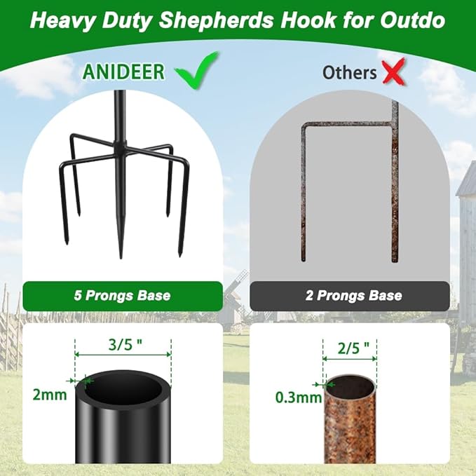 2-Pack 48" Shepherd's Hooks, Heavy-Duty Garden Stakes