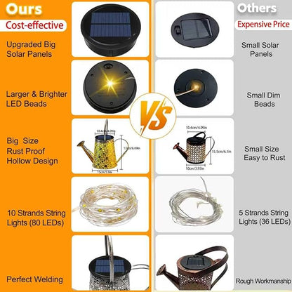 Solar Watering Can Lights, Large Retro Metal Hanging Solar Lights Outdoor Waterproof, Birthday Gifts for Women Mom Grandma Garden Decor Yard Light LED Decoration Outside for Porch Lawn Patio
