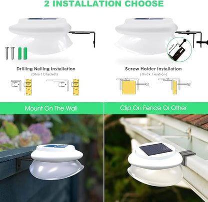 DBF Outdoor Solar Gutter Lights - Solar Fence Lights Outdoor Waterproof LED Deck Lighting Wall Mount Decorative Auto On/Off for Eaves Yard Garage Garden Deck Patio Railing (6 Pack, White)
