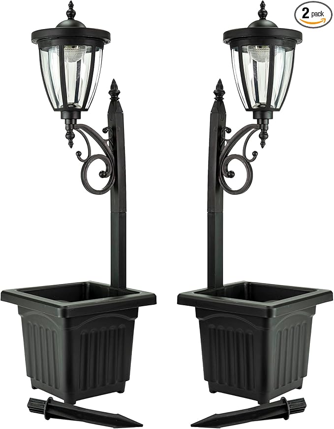 Sun-Ray Kambria Multi Function 2-Piece Set of Solar Lights with Posts, Ground Stakes, Planters, & Wall Mount Hardware, Outdoor Lights for Patio, Porch, Deck, Yard