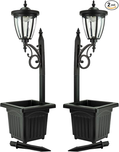 Sun-Ray Kambria Multi Function 2-Piece Set of Solar Lights with Posts, Ground Stakes, Planters, & Wall Mount Hardware, Outdoor Lights for Patio, Porch, Deck, Yard
