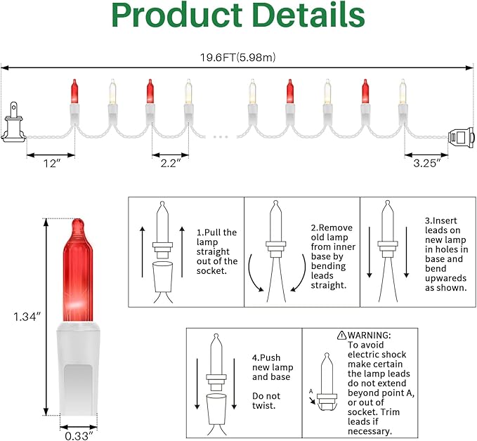 LAMPHOME 100 Count Red Clear Valentine Lights, Connectable 20ft Valentine Room Lights, Plug in Christmas String Light Indoor Outdoor for Christmas Bedroom Valentines Party Galentine's Day Decoration