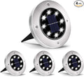 4-Pack Solar Ground Disk Lights, White Waterproof LED