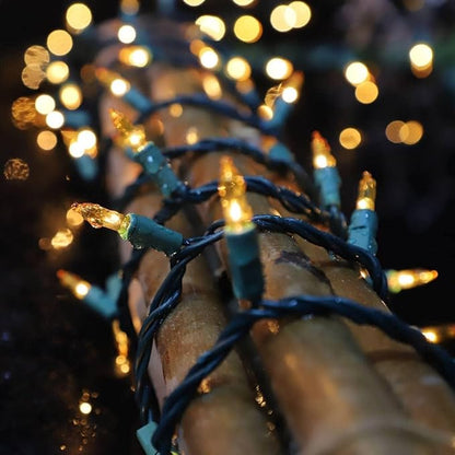 LAMPHOME Christmas Lights 100 Count Mini Yellow Lights 20ft Green Wire Christmas Tree String Lights Set for Outdoor Indoor Christmas Decorations Wedding Decorations Valentines Day Decor