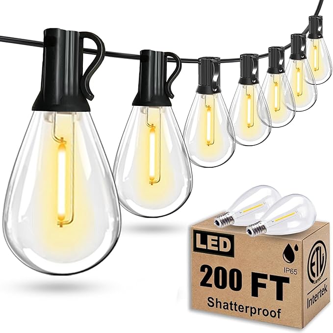 200ft String Lights for Backyard, Waterproof LED