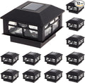 Black Solar Fence Post Caps 12-Pack, Yard LED