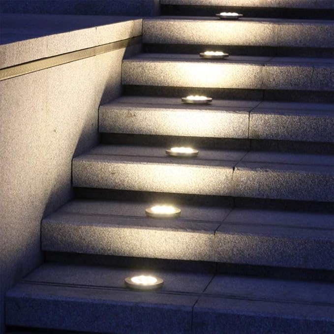 4-Pack Warm White In-Ground Solar Lights, Flat LED Walkway